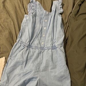 wonder nation Light Blue Denim-Style Girls' Romper